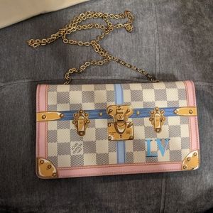 Louis Vuitton Damier Azure Summer Trunk wallet on a chain